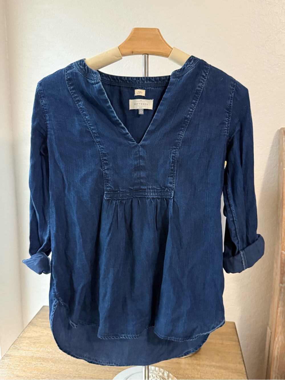 LOFT Indigo V-Neck Tunic Top
